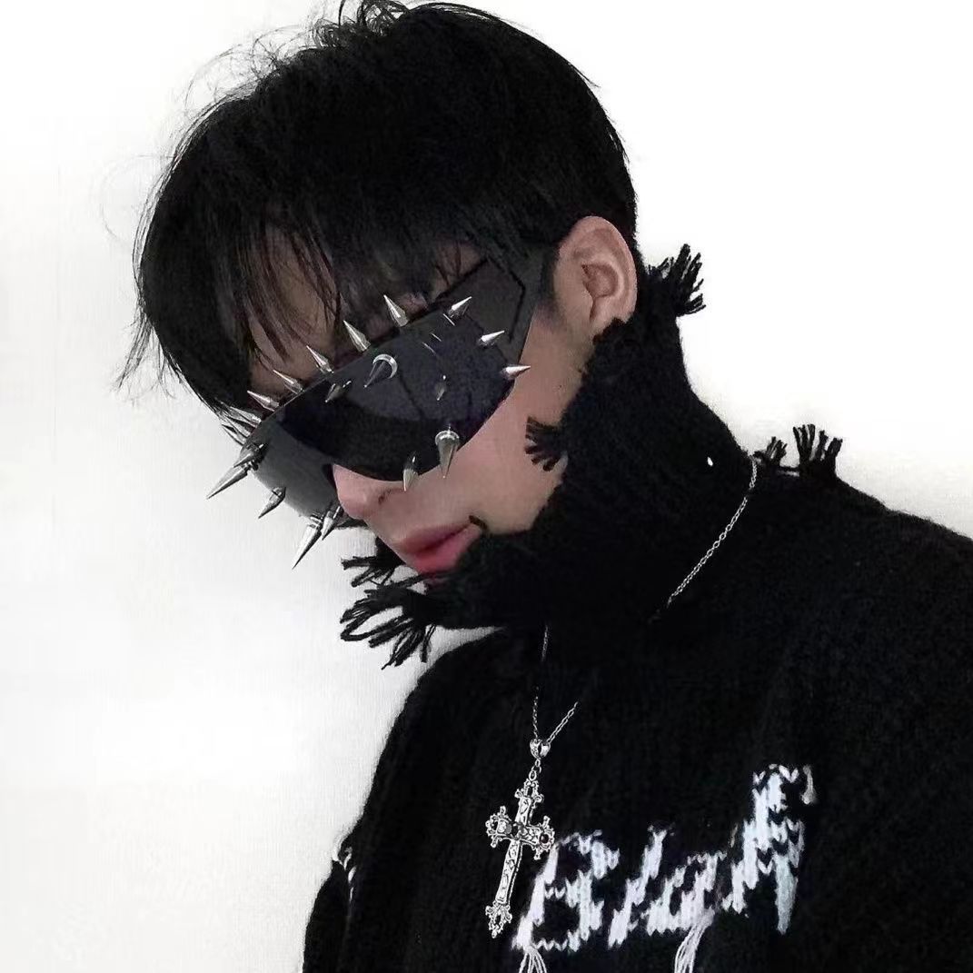 Spike Sunglasses Punk Rivet Goggles Men Women Futuristic Shield Shades UV400 Party Rave Eyewear