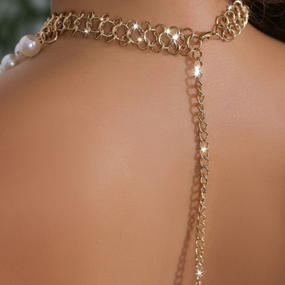 Pearl Choker Necklace for Women Gold Chain Statement Jewelry Fashion Gift