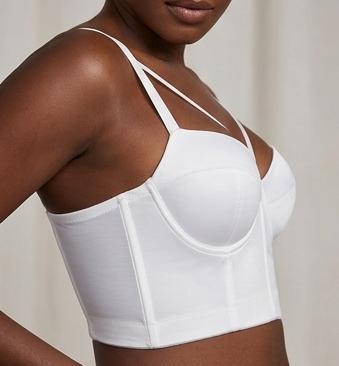 1PC SatinSweetheart Bustier Bralette | Padded Cups | Cross-Front Straps | Corset-Inspired Silhouette