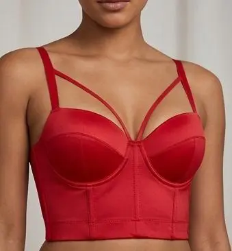 1PC SatinSweetheart Bustier Bralette | Padded Cups | Cross-Front Straps | Corset-Inspired Silhouette