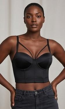 1PC SatinSweetheart Bustier Bralette | Padded Cups | Cross-Front Straps | Corset-Inspired Silhouette
