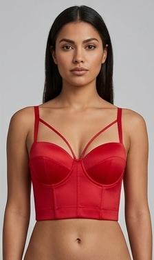 1PC SatinSweetheart Bustier Bralette | Padded Cups | Cross-Front Straps | Corset-Inspired Silhouette