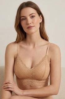 1PC LaceCotton Sweetheart Bralette | Floral Lace Cups | Scalloped Edging | Adjustable Straps