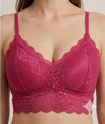 1PC LaceCotton Sweetheart Bralette | Floral Lace Cups | Scalloped Edging | Adjustable Straps