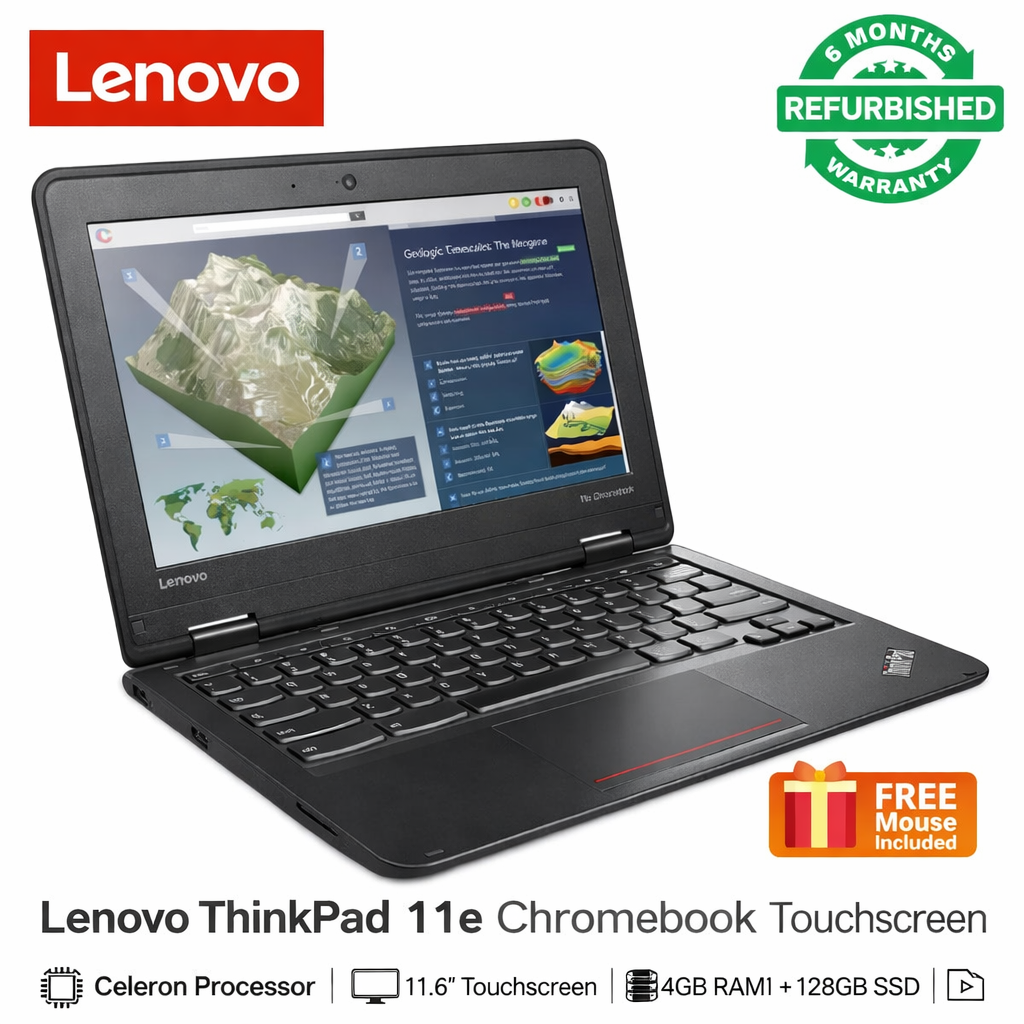 Lenovo Yoga 11e X360 Touchscreen Laptop – 12” 2-in-1 Convertible, 4GB RAM, 128GB SSD, Windows 11 Pro (Refurbished) + FREE Mouse