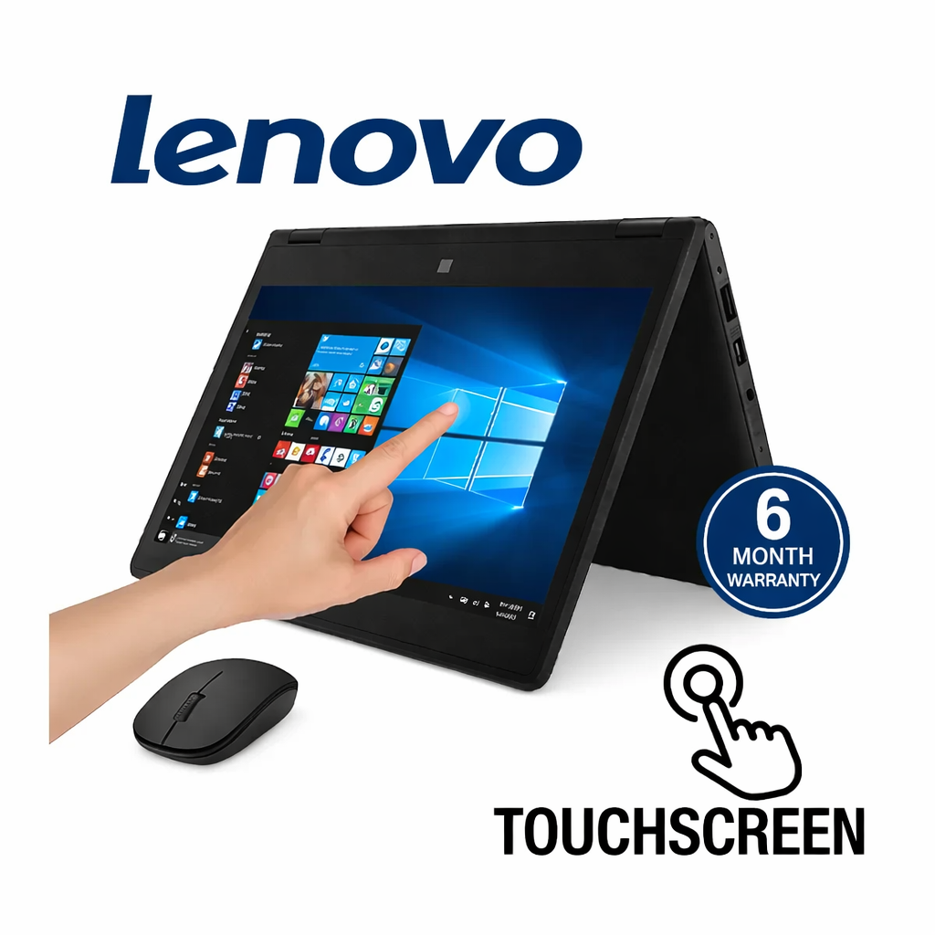 (FREE Mouse) Lenovo Yoga 11e X360 Touchscreen Laptop – 4GB RAM, 128GB SSD, 12” Convertible 2-in-1 | Windows 11 Pro | Sleek Black (Refurbished)
