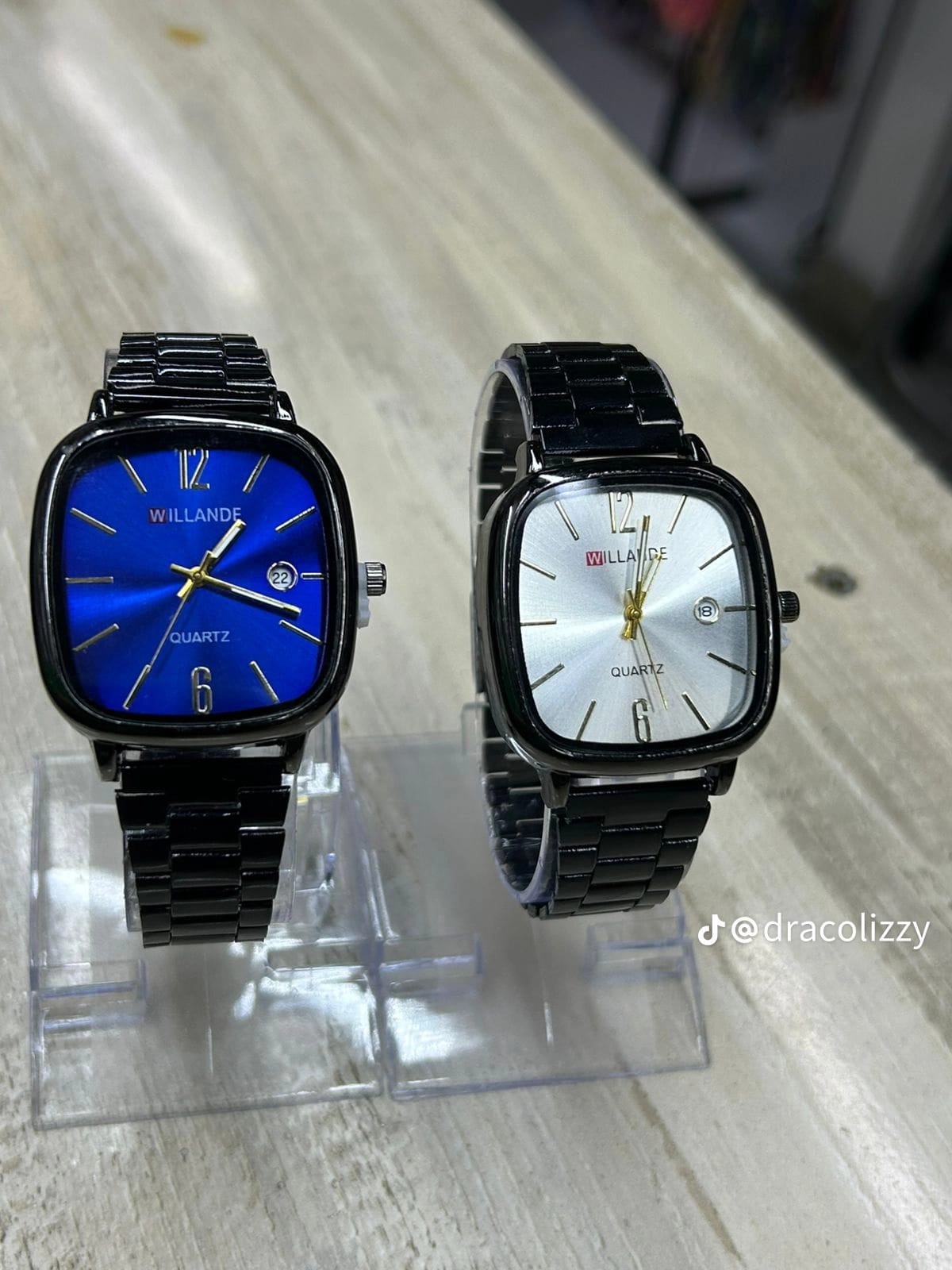 Willande luxury quartz wrist watch with stainless steel strap, square dial, date display, water resistant elegant design for men and women casual and business wear