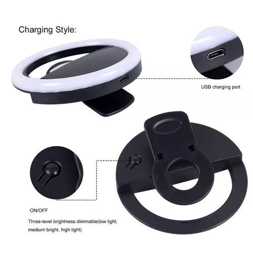 Selfie Ring Light Clip for Phone with Adjustable Brightness, Portable LED Fill Light for Makeup, TikTok, Video Recording, Live Streaming and Photography