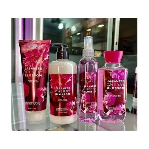 4 Pack Dear Body Cherry Blossom Contains Shower Gel, Body Splash, Body Cream and Body Lotion Sweet Fresh Scent Keep Fresh Body Washes 4 in 1 Signature Collection Body Luxuries Set