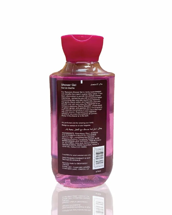 4 Pack Dear Body Cherry Blossom Contains Shower Gel, Body Splash, Body Cream and Body Lotion Sweet Fresh Scent Keep Fresh Body Washes 4 in 1 Signature Collection Body Luxuries Set