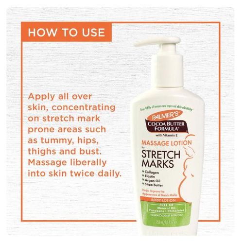 Palmer's Cocoa Butter Formula Massage Lotion For Stretch Marks, Pregnancy Skin Care Belly Cream Weight Fluctuation with Collagen, Elastin, Argan OIl and Shea Butter. Helps in removing stretch marks