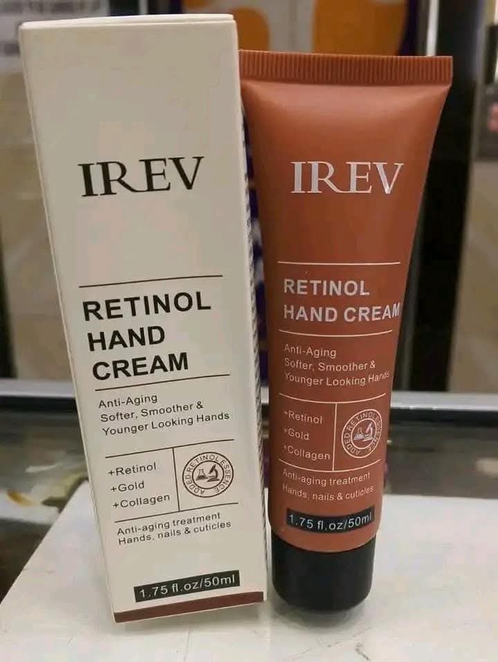 IREV Retinol Hand Cream - with Retinol Gold Collagen - Antiaging Hand Treatment Cream Softens Smoothes Protects Hands Nails Cuticles - For Younger Looking Hands Vitamin A Minimizes Age Effect on Skin