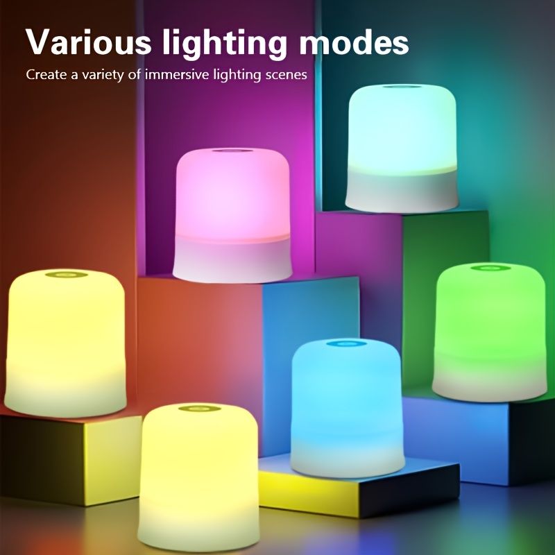RGB Touch Night Light Portable LED Night Light Bedside Lamp Smart Dimmable Touch Bedside Lamp 16 Lighting Colors - Color Changing Night Light - Dimmable LED Reading Lamp with Color Changing Mode, Suit