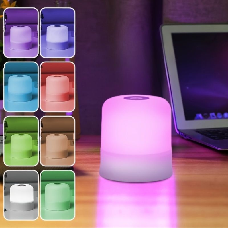RGB Touch Night Light Portable LED Night Light Bedside Lamp Smart Dimmable Touch Bedside Lamp 16 Lighting Colors - Color Changing Night Light - Dimmable LED Reading Lamp with Color Changing Mode, Suit