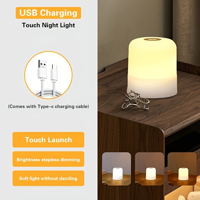 RGB Touch Night Light Portable LED Night Light Bedside Lamp Smart Dimmable Touch Bedside Lamp 16 Lighting Colors - Color Changing Night Light - Dimmable LED Reading Lamp with Color Changing Mode, Suit