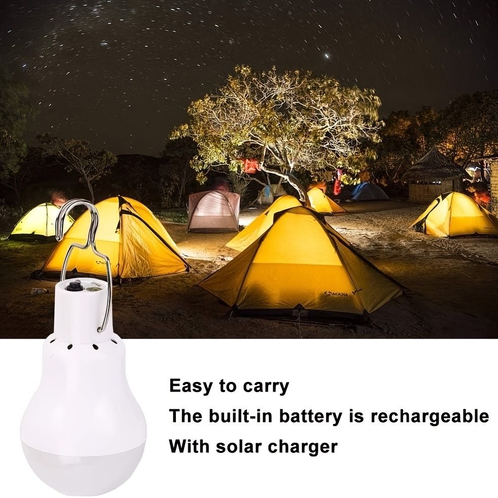 Solar LED Bulb, Smart Outdoor Emergency Lighting Hook, Outdoor Flashlight, Camping Lamp, Portable Solar LED Bulb (with Solar Panel), Camping Searchlight, Adventure Lighting, Fishing Lighting, Christma