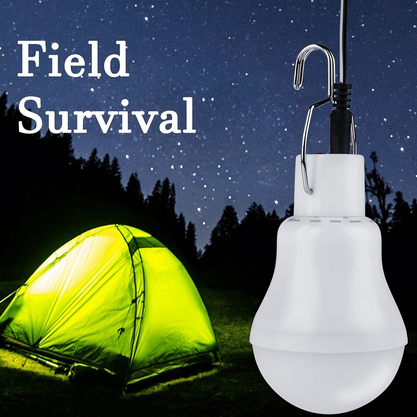 Solar LED Bulb, Smart Outdoor Emergency Lighting Hook, Outdoor Flashlight, Camping Lamp, Portable Solar LED Bulb (with Solar Panel), Camping Searchlight, Adventure Lighting, Fishing Lighting, Christma