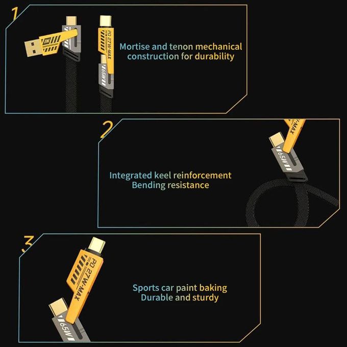 4-in-1 Fast Charging Data Cable – 1.5M Multi-Device USB Cable (Type-C, Lightning, Micro USB & USB-A)