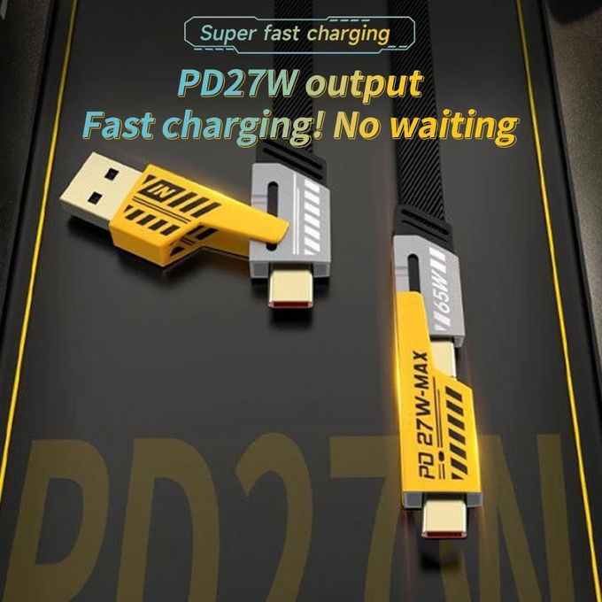 4-in-1 Fast Charging Data Cable – 1.5M Multi-Device USB Cable (Type-C, Lightning, Micro USB & USB-A)