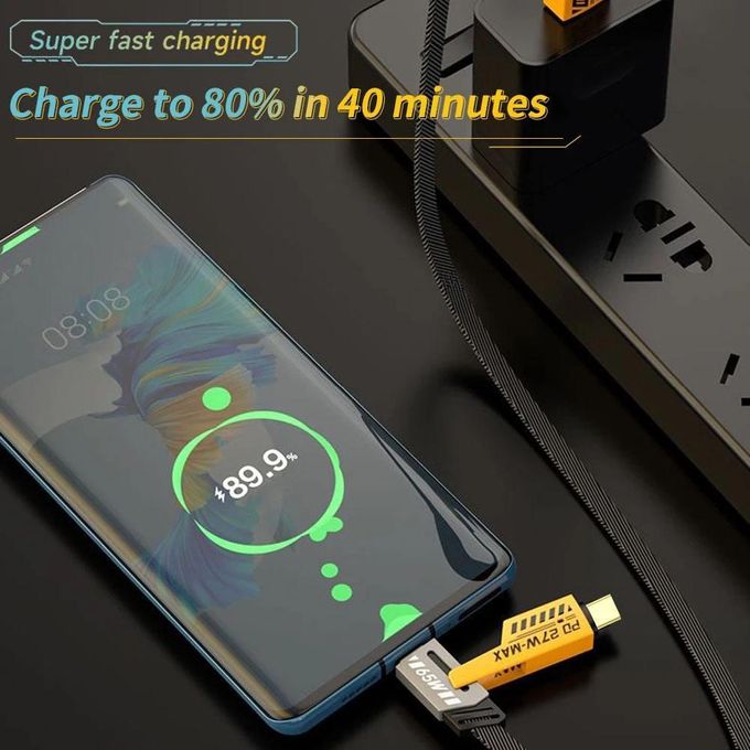 4-in-1 Fast Charging Data Cable – 1.5M Multi-Device USB Cable (Type-C, Lightning, Micro USB & USB-A)