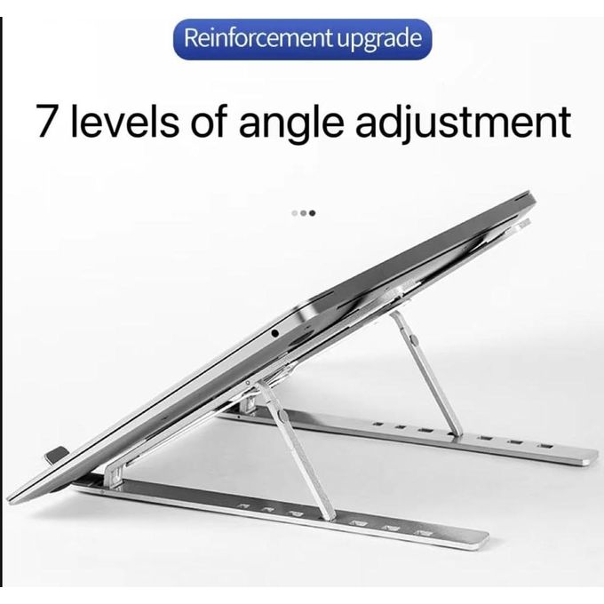 Portable Foldable Laptop Stand – Aluminium Alloy Adjustable Desktop Stand for Laptop & Tablet – Silver