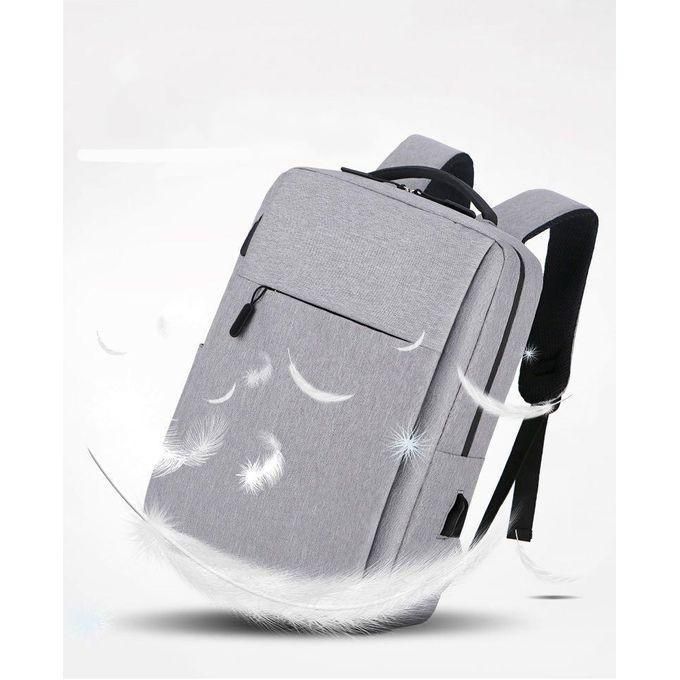 Grey Anti-Theft Laptop Bag With USB Charging Port