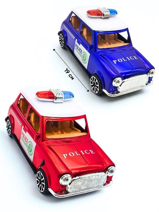 Diecast Miniature Blue Police Car Toy with White Roof, Red-Blue Light Bar, “Uphold Justice” Badge, and Realistic Detailing for Kids and Collectors