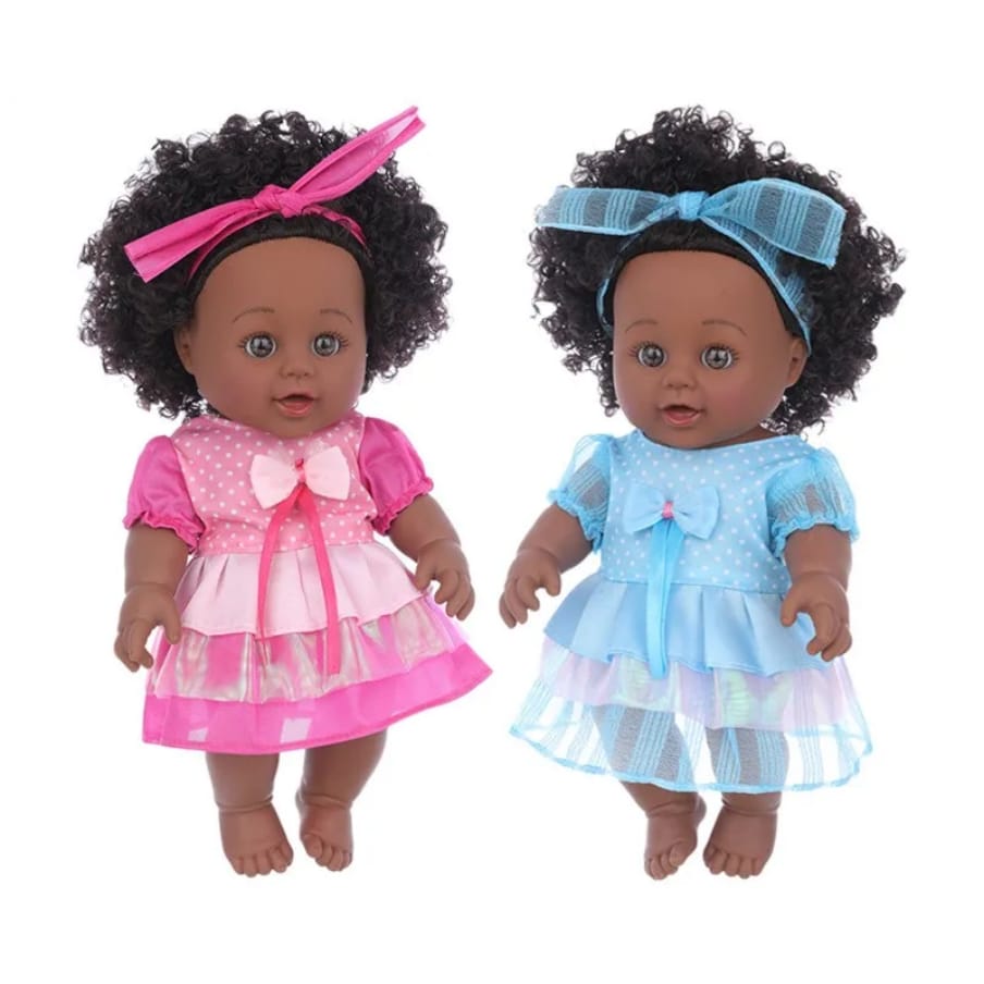 30cm African Black Girl Doll – Natural Hair & Curved Legs, Realistic Look with Black Skin, Soft Vinyl Body, Perfect for Inclusive Play and Gift Giving