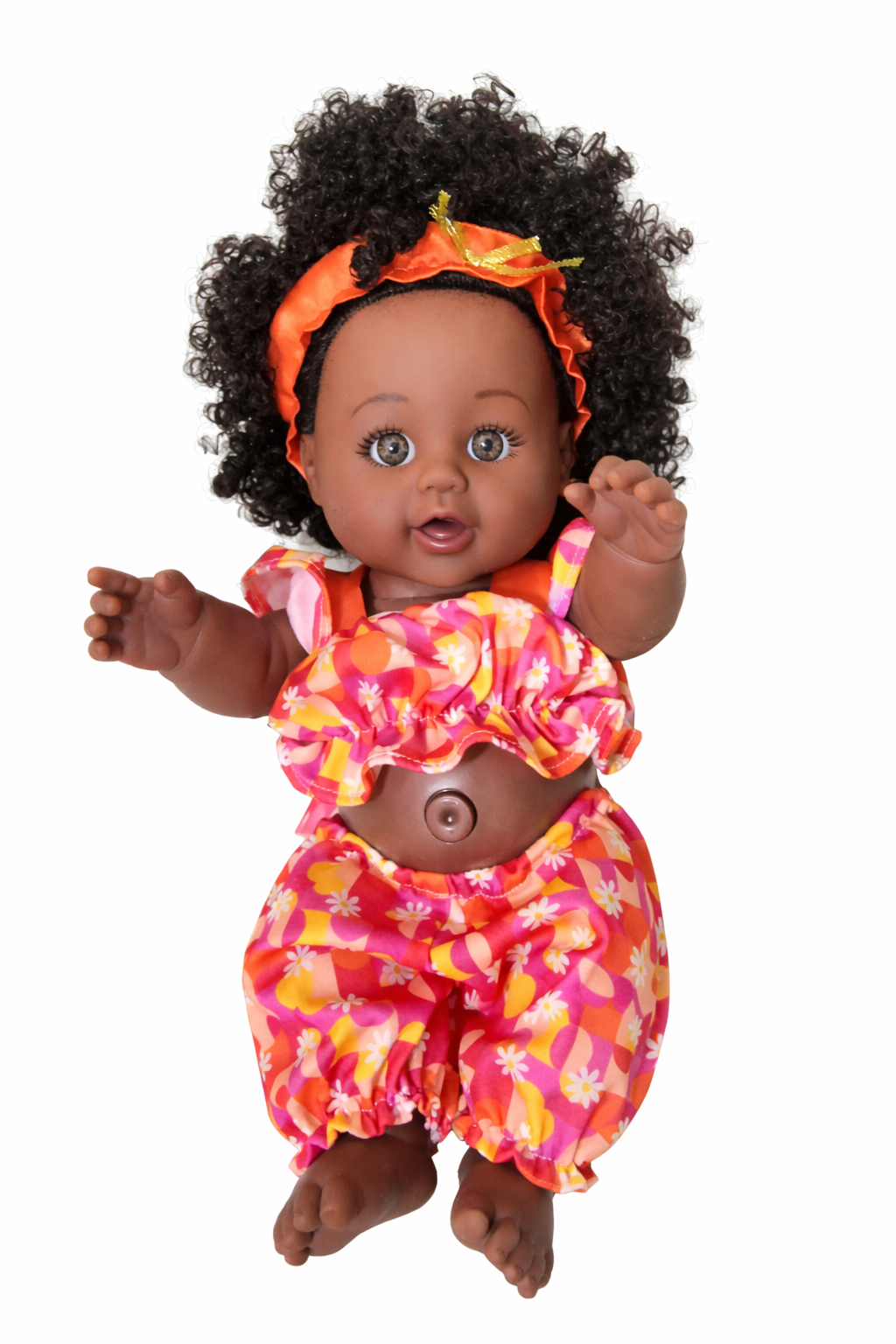 Realistic African-Style Baby Doll – Dark Skin Tone, Curly Black Hair, Realistic Facial Expressions, Washable Vinyl PVC, Safe for Children