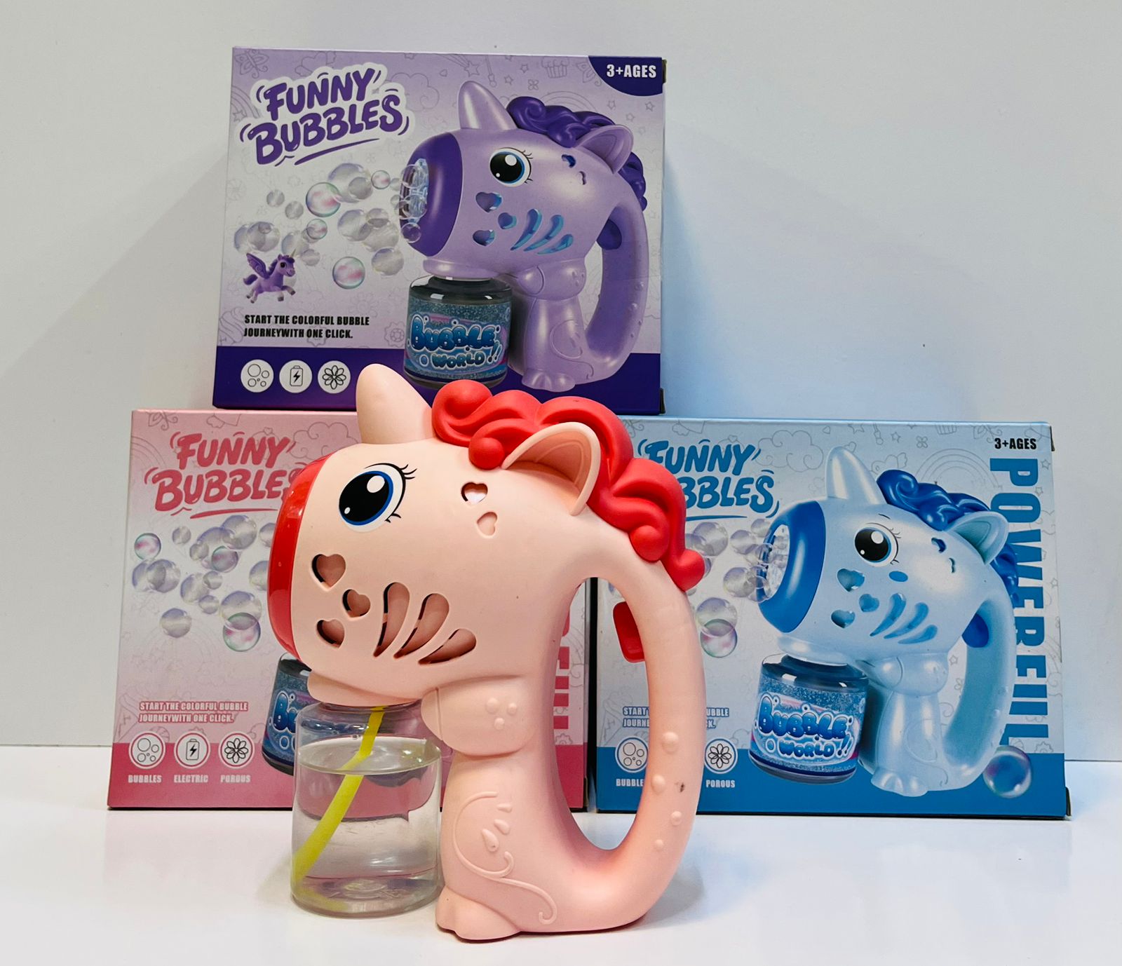 Funny Bubbles Electric Bubble Gun – Automatic Bubble Blaster with Continuous Stream, Battery-Operated Toy for Kids Aged 3+, Outdoor Party and Playtime Fun