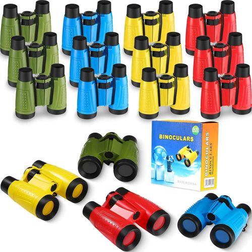 Toy Binoculars with Neck String – Assorted Colors Novelty Binoculars for Camping, Birthday Party Supplies, Nature Exploration Toys for Kids Outdoor Adventures (Multicolor)