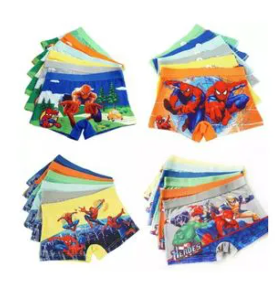 6 PCS Cartoon Themed Kids Boxers - Soft Cotton Boys Underwear Briefs with Fun Prints (Cars, Dinosaurs, Superheroes) - Comfortable Elastic Waistband for Daily Wear