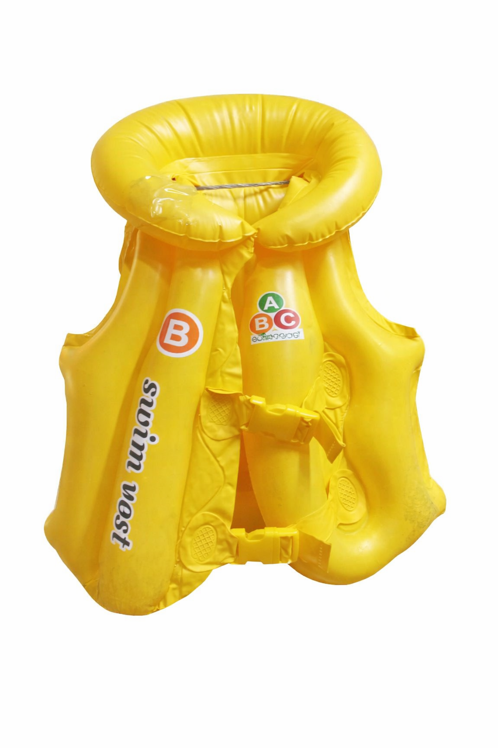 Bright YELLOW Inflatable SWIM VEST – Kids’ Safety Jacket Floater with Adjustable Straps & Buckles for Swimming Training and Water Fun (Durable PVC, 1pc)