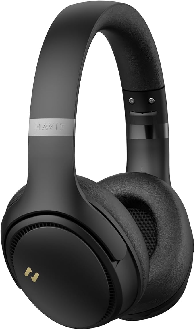 havit H630BT PRO ANC - Bluetooth Noise Cancelling Headphones Wireless with Microphone - 50+ Hrs Playtime, Folding Design, Dual Device Connection