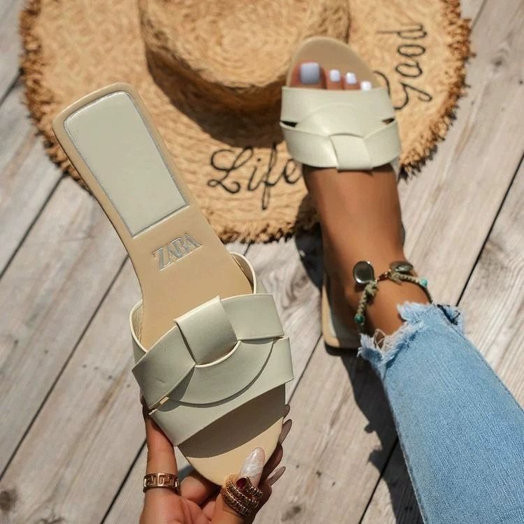 New Summer Women Slippers Cross Strap Flat Sandals Casual Beach Holiday PU Leather Shoes