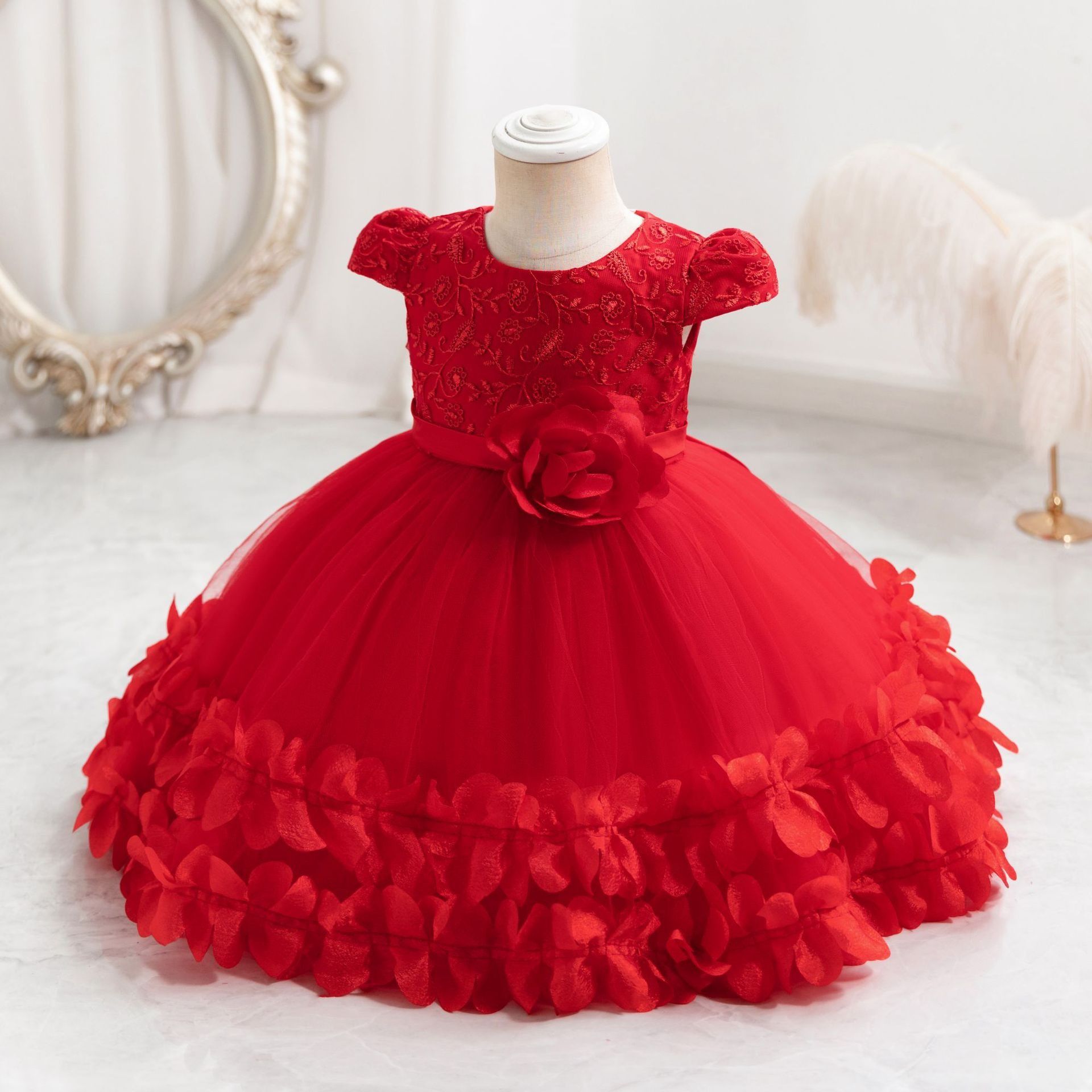 Girls Princess Dress Tulle Party Dress Kids Birthday Wedding Dress Performance Dress