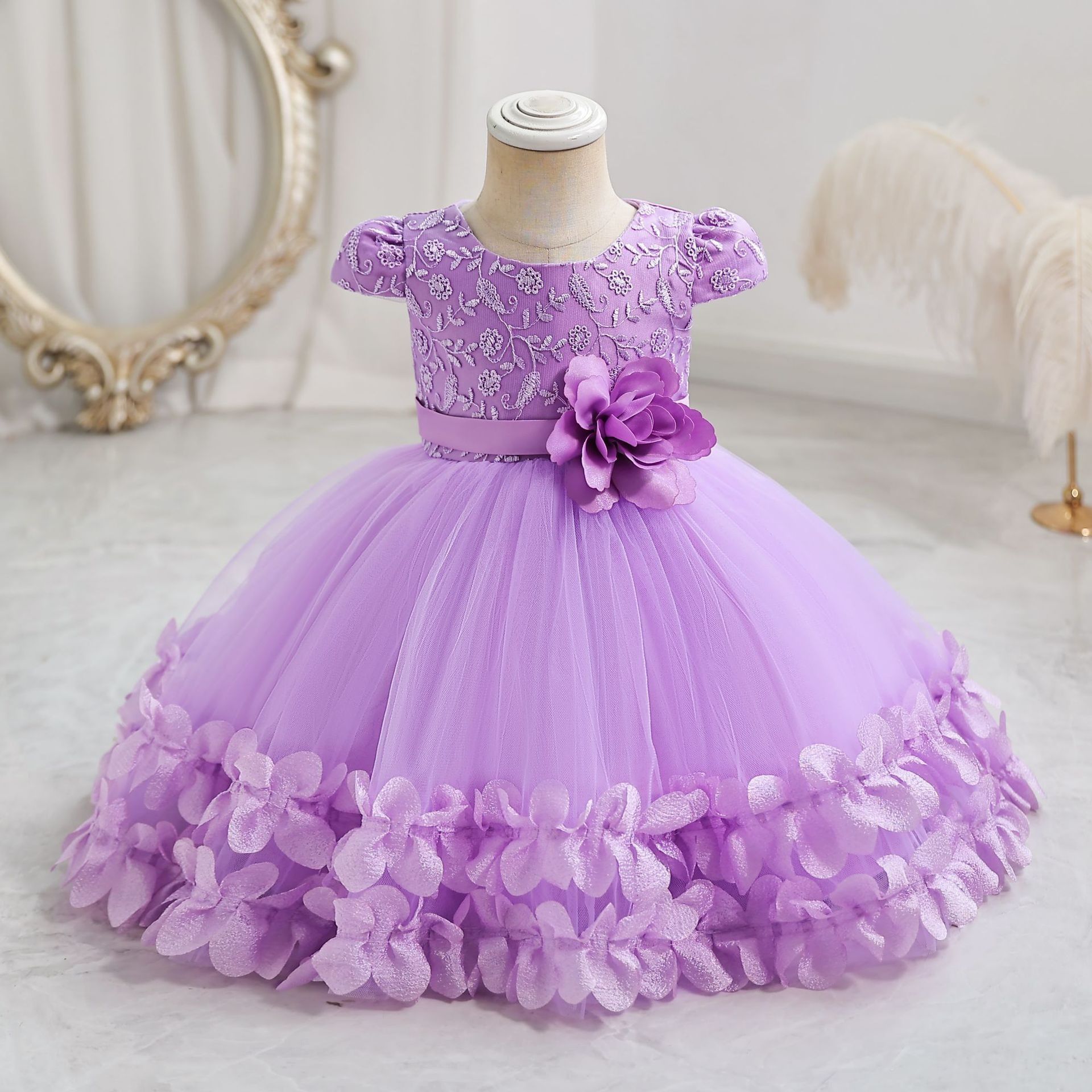 Girls Princess Dress Tulle Party Dress Kids Birthday Wedding Dress Performance Dress