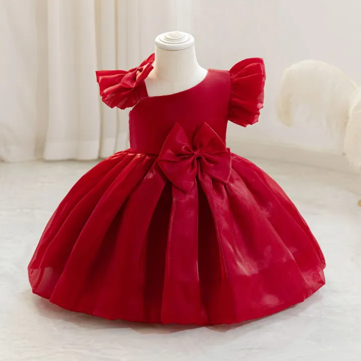 New 1-3Y Girls Puff Sleeve Princess Dress Tutu Birthday Party Dress Kids Performance Gown