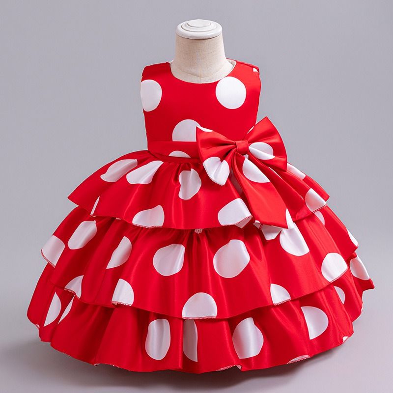 New Polka Dot Girls Dress Sleeveless Princess Dress Kids Birthday Party Dress Girl Party Dress