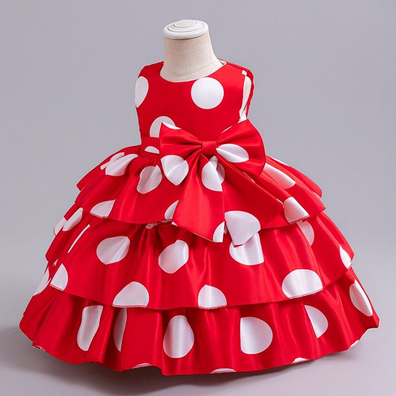 New Polka Dot Girls Dress Sleeveless Princess Dress Kids Birthday Party Dress Girl Party Dress