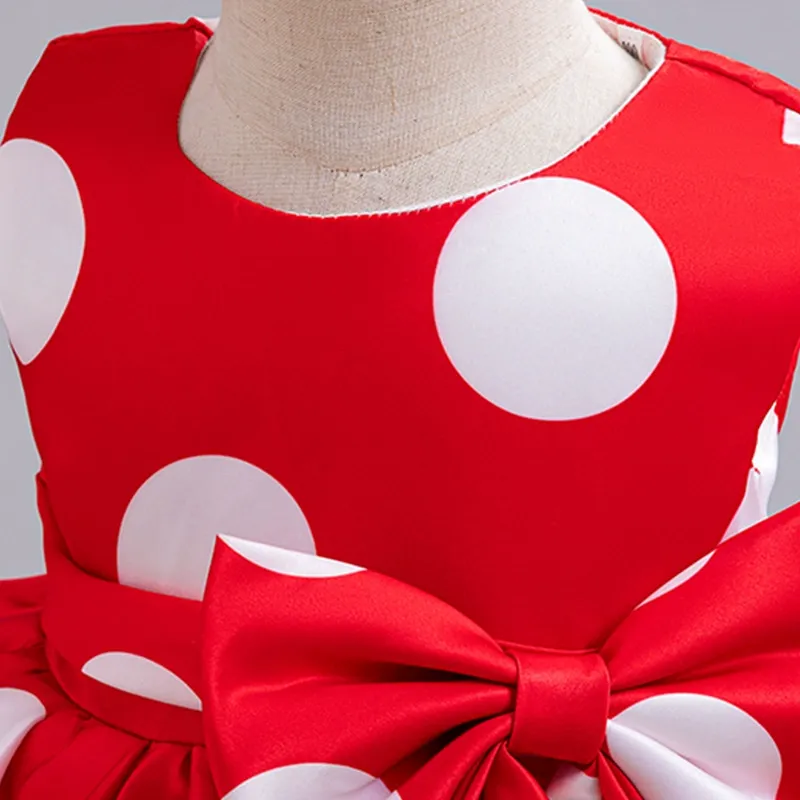 New Polka Dot Girls Dress Sleeveless Princess Dress Kids Birthday Party Dress Girl Party Dress