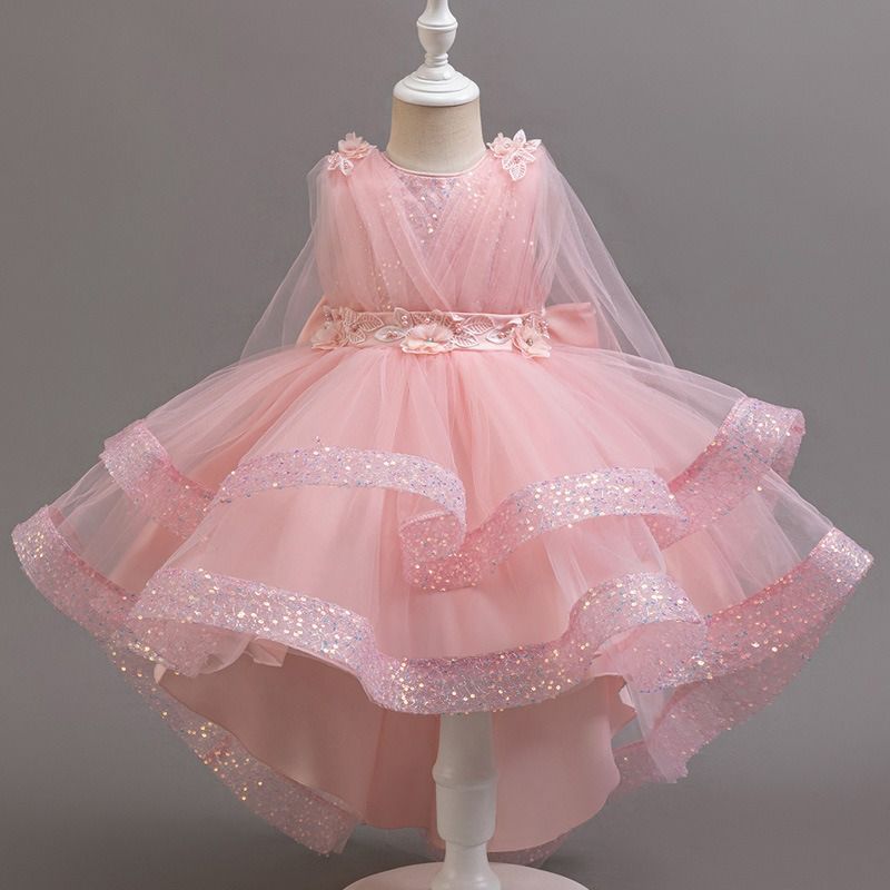 Girls Sequin Princess Dress Kids Puffy Tulle Cake Dress Birthday Party Evening Gown 100-150cm