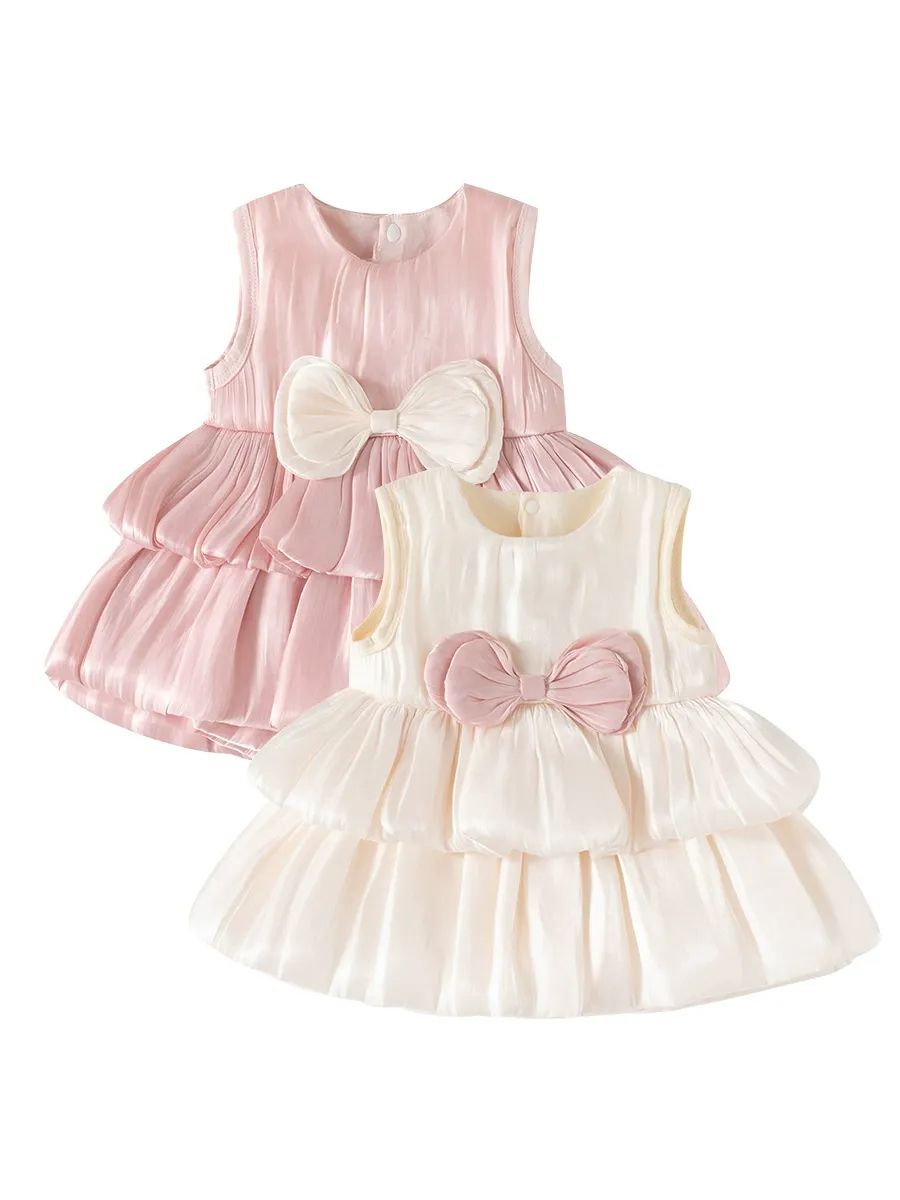 Baby Girl Sleeveless Bow Tutu Dress Princess Party Dress 59-90cm