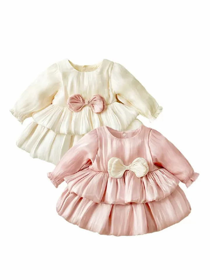 Spring Autumn Baby Girl Dress Long Sleeve Princess Tutu Dress Toddler Birthday Party Cake Dress Elegant Puffy Girl Outfit