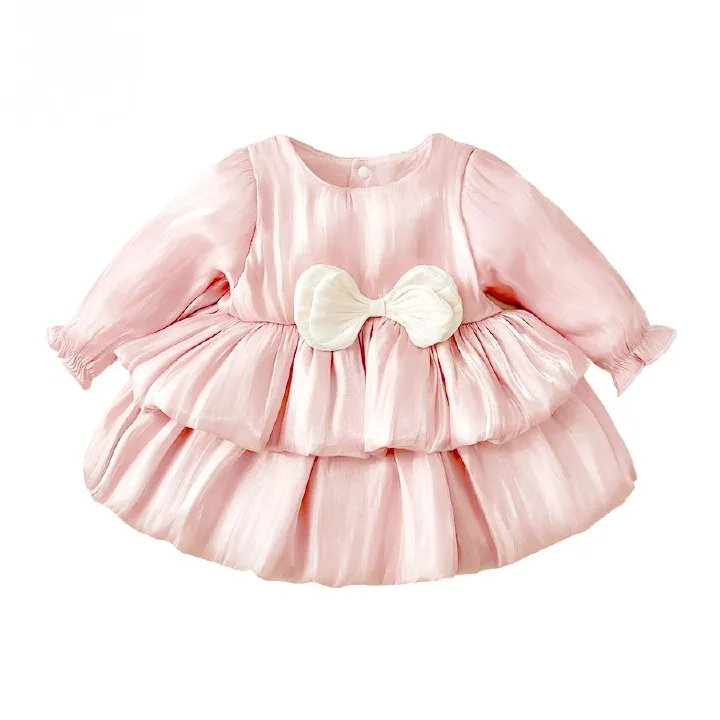 Baby Girl Long Sleeve Bow Tutu Dress Ruffle Princess Party Dress 59-90cm