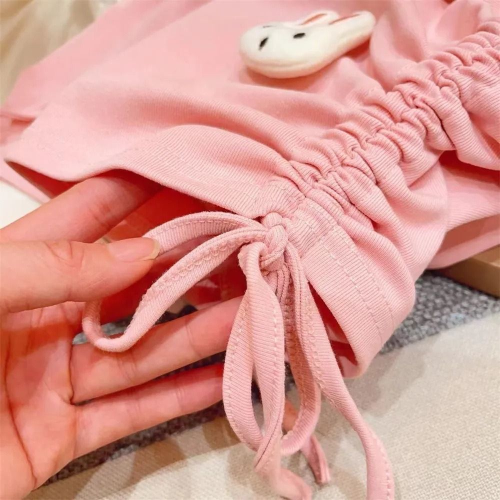 New Summer Baby Girl 2PCS Outfit Cute 3D Bunny Ruffle Sleeve Top + Bubble Shorts Kids Girls Clothing Set