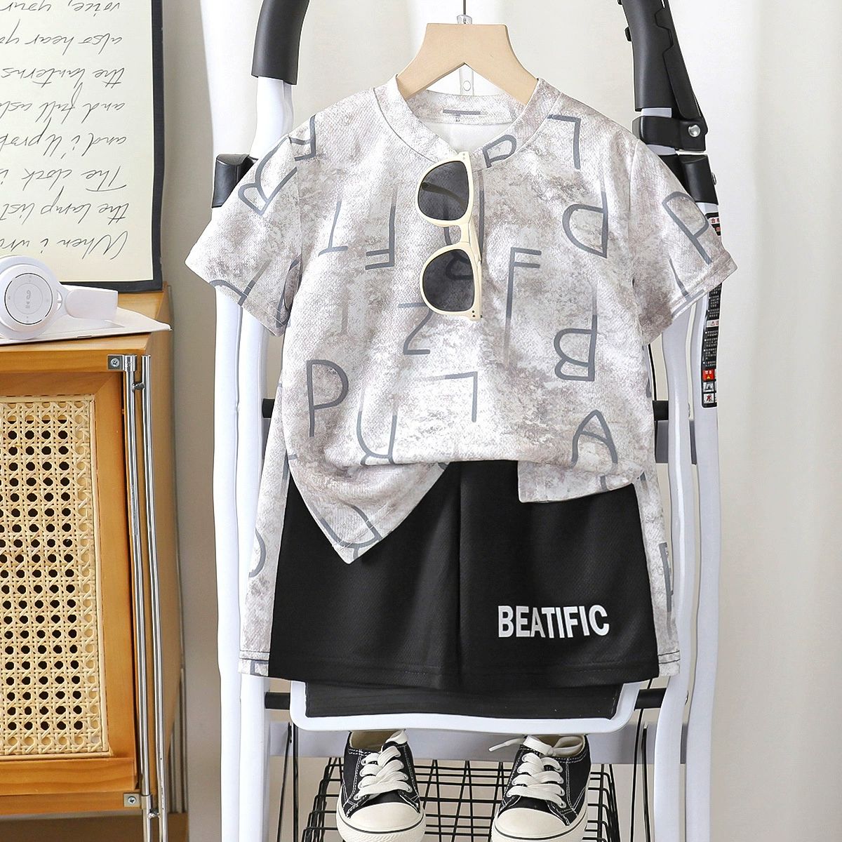 Boys Summer 2PCS Outfit Kids Cartoon Short Sleeve T Shirt Shorts Casual Set 1-5 Years