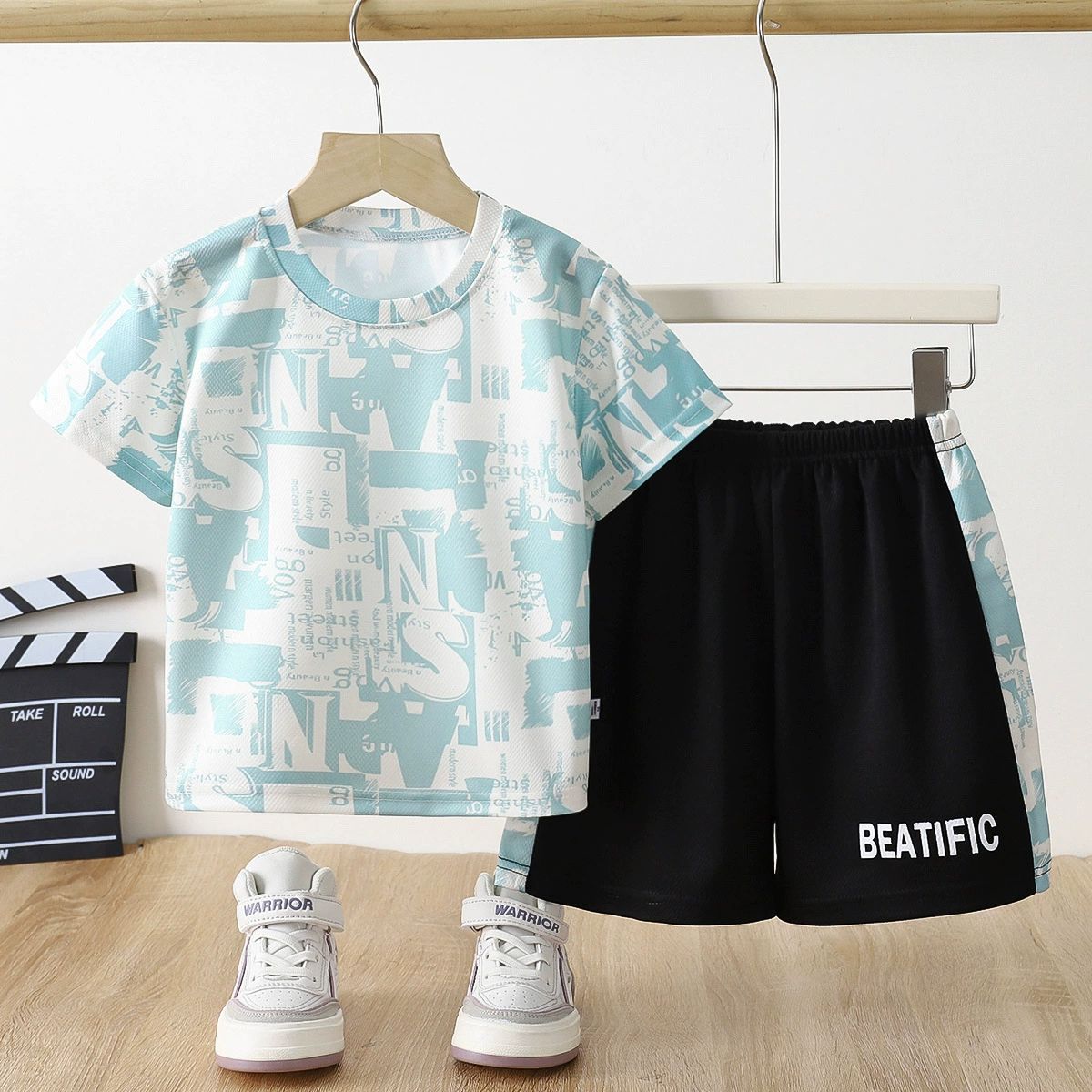 Boys Summer 2PCS Outfit Kids Cartoon Short Sleeve T Shirt Shorts Casual Set 1-5 Years