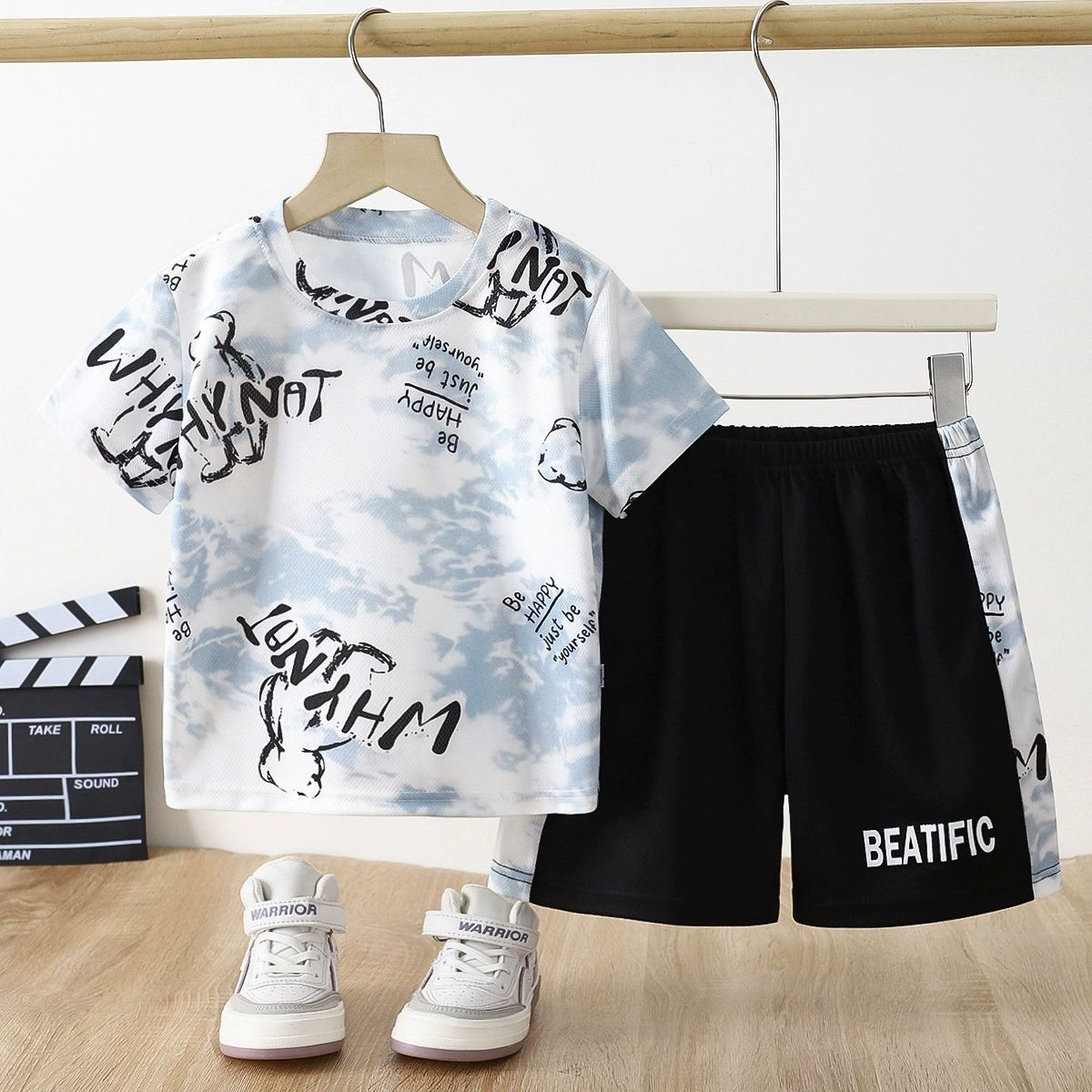 Boys Summer 2PCS Outfit Kids Cartoon Short Sleeve T Shirt Shorts Casual Set 1-5 Years