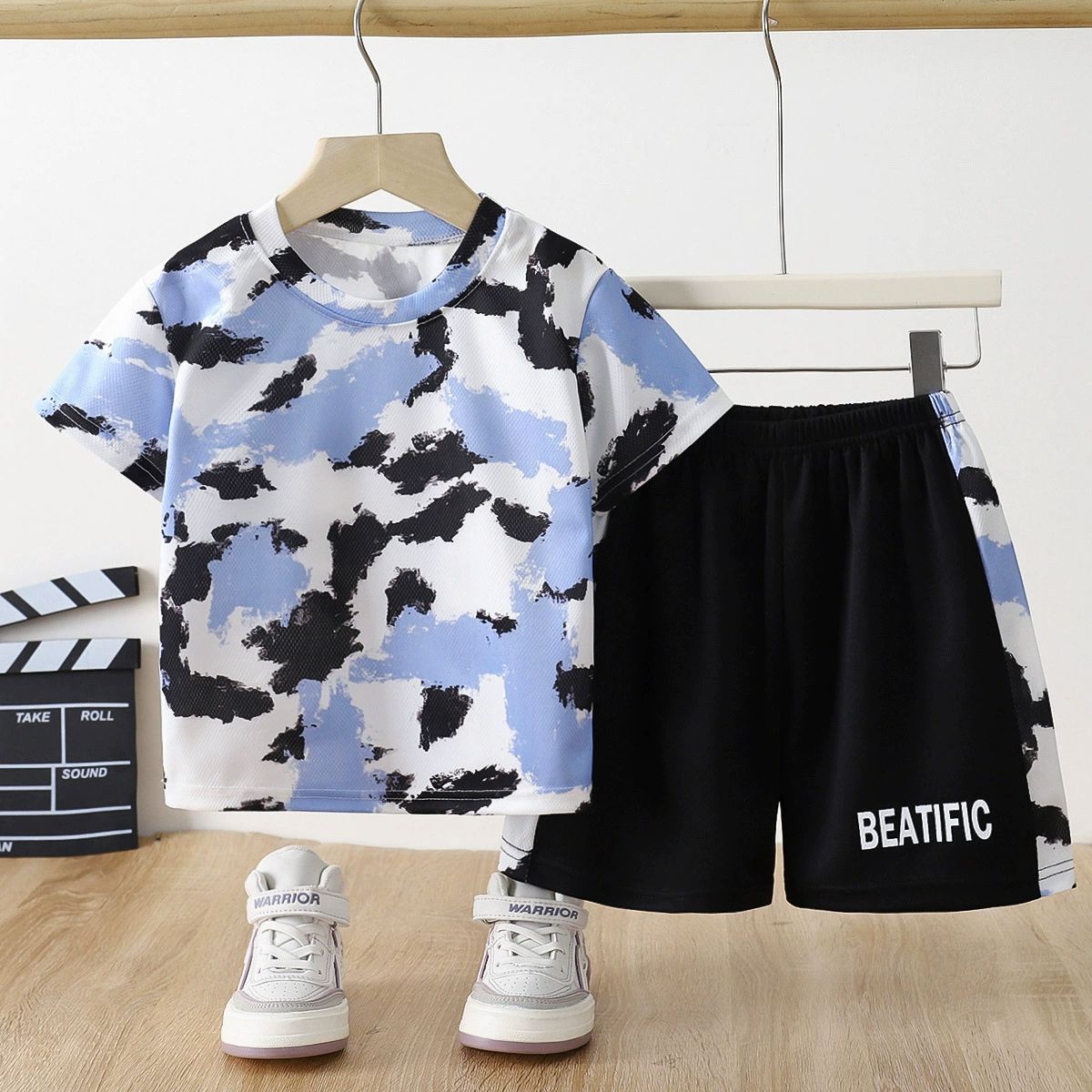 Boys Summer 2PCS Outfit Kids Cartoon Short Sleeve T Shirt Shorts Casual Set 1-5 Years